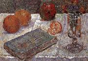 Paul Signac The still life having book and oranges painting